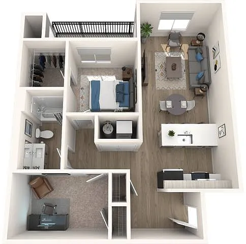 Floor plan 1x1 Den B3