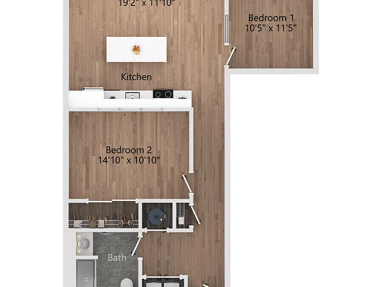 B | 2 bed/1 bath with Accessible Features B | 2 bed/1 bath with Accessible Features