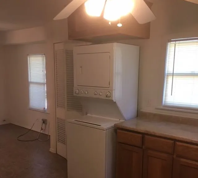 Washer and dryer in unit.