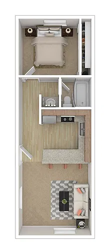 Floor plan 1 BR x 1 BA - A
