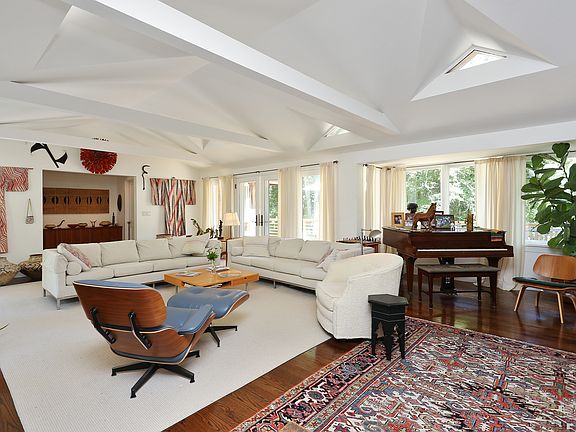 Living room with cathedral ceilings
