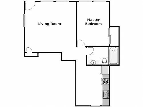 Floor plan 1 Bed / 1 Bath: Type B