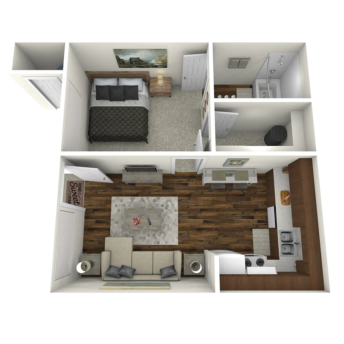 Floor plan 1 Bedroom 1 Bath
