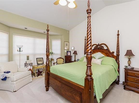Master Bedroom with Vaulted Ceilings and a Bay Window