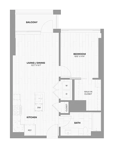 Floor plan 1 Bed/1 Bath-X12
