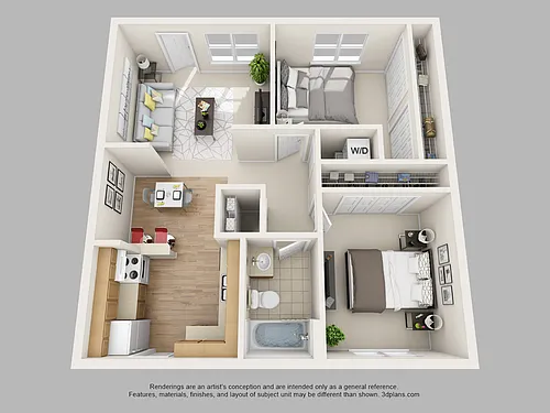 Floor plan Partially Renovated 2 Bedroom 1 Bath Apartment