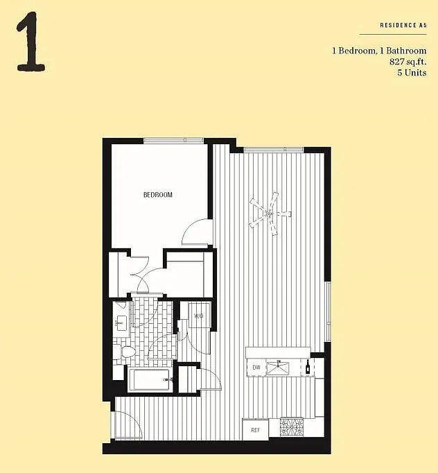Floor plan 1X1 - 827