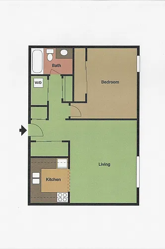 Floor plan One Bedroom/1 Bath