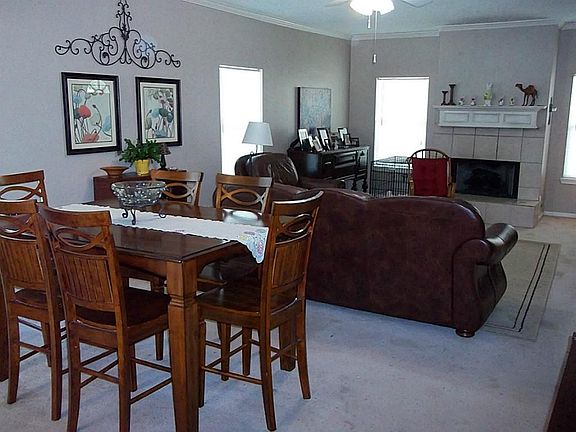View of dining area open to family area