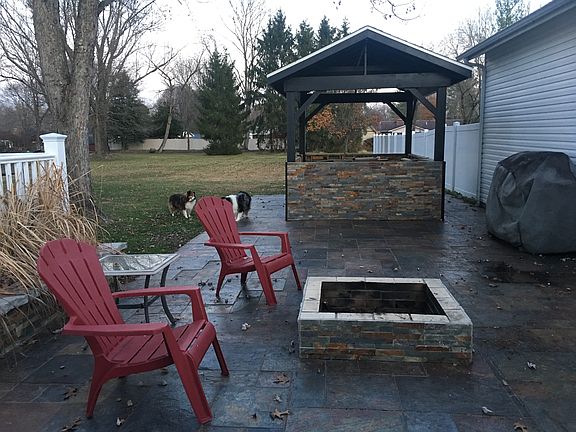 Outside for pit and bar. 