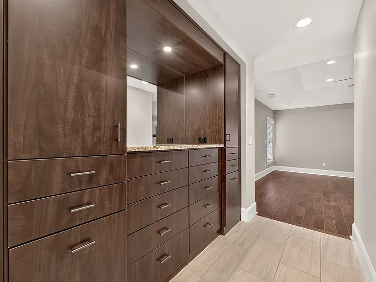 Built in upscale cabinets in dressing area