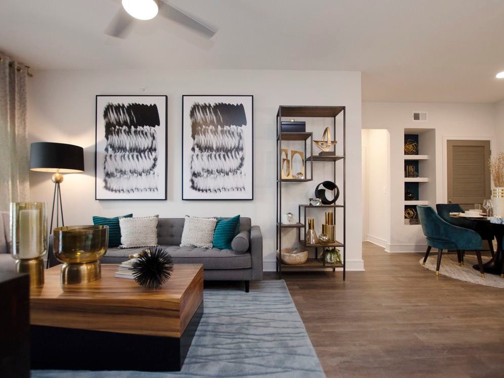 Living room with hard surface flooring