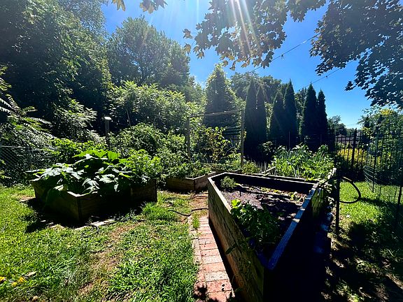 Backyard raised garden bed.