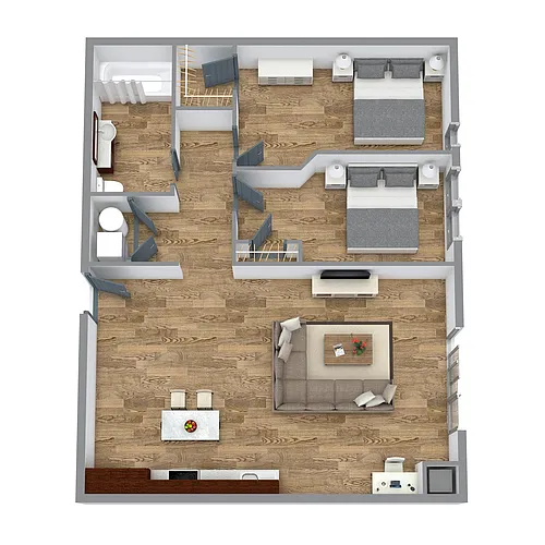 Floor plan The Two Bedroom 4 (Blue)