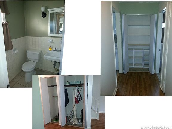 Downstairs half bath, pantry, hall closet