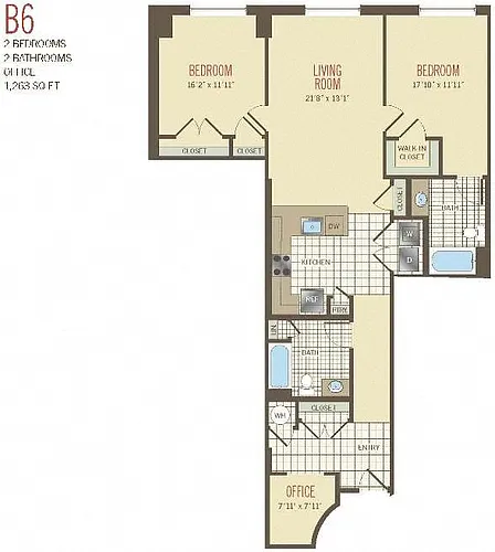 Floor plan 2 Bed 2 Bath - B6