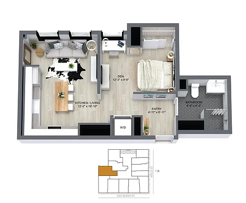 Floor plan 10 Tier Junior One Bedroom