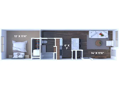 Floor plan 1 Bedroom/1 Bathroom