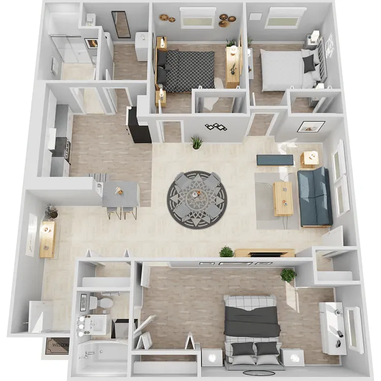 Floor plan Three Bed Two Bath