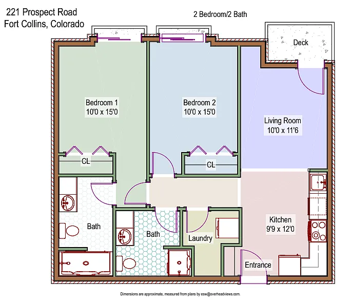 Floor plan 221 W Prospect Rd. 2 Bed/ 2 Bath