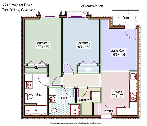 Floor plan 221 W Prospect Rd. 2 Bed/ 2 Bath