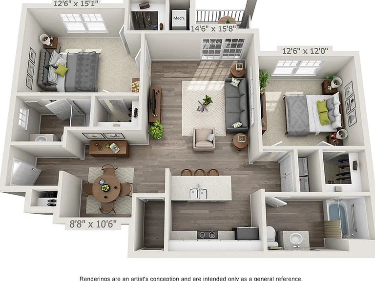 Two bedroom with garage - 1,143 square feet Two bedroom with garage - 1,143 square feet