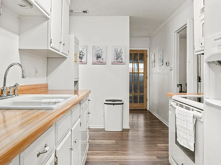 Fully equipped kitchen with extra storage.