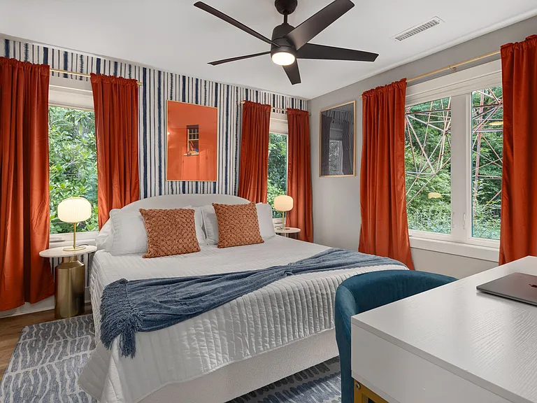 Primary bedroom with king bed
