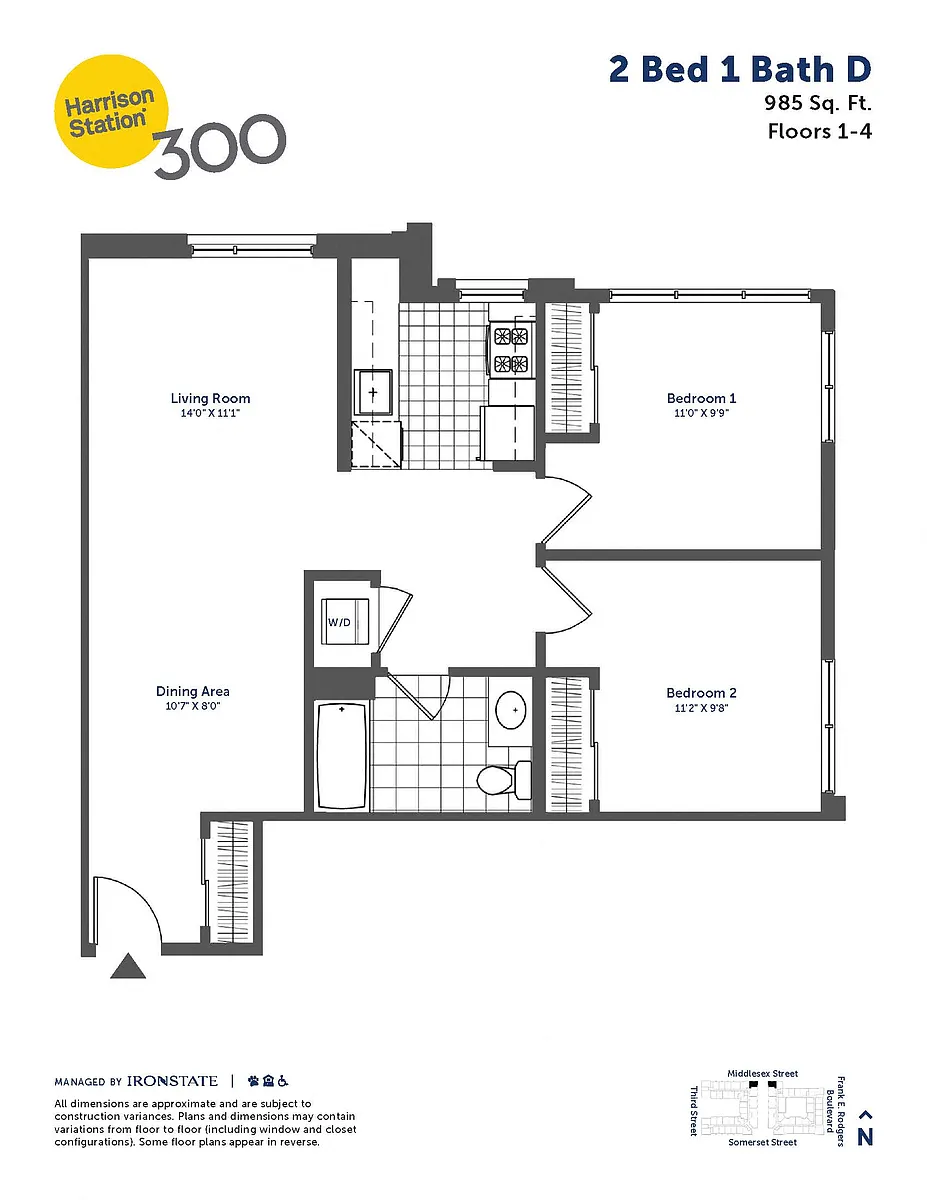 Floor plan 2 Bed 1 Bath D