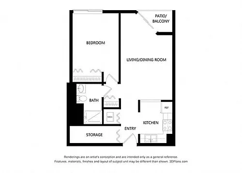 Floor plan One Bedroom - 62+