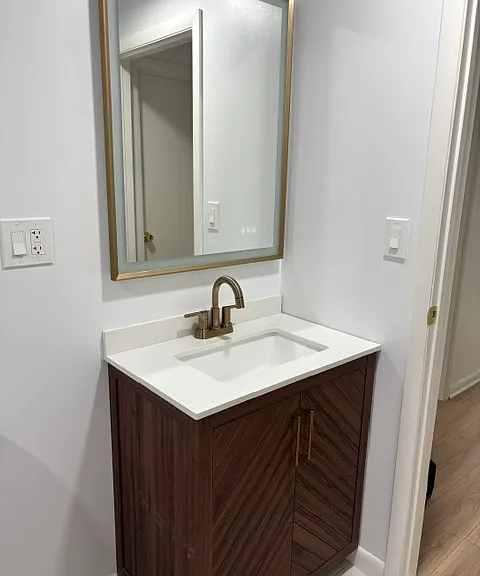 LED anti-fog mirror and new soft close vanity with inside drawer