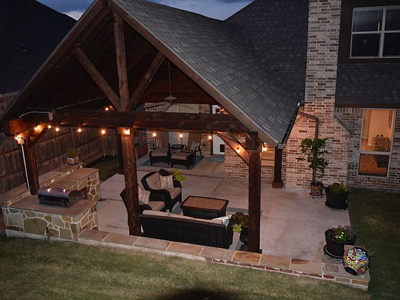 Outdoor kitchen at night 