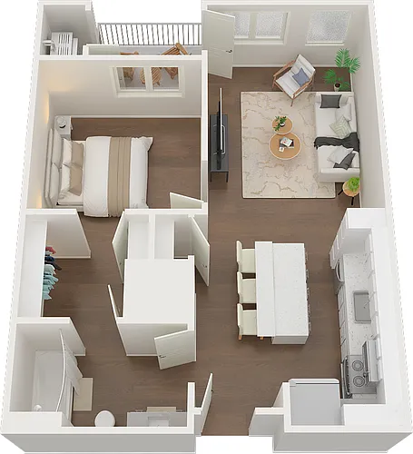 Floor plan 1 Bed 1 Bath PNL1AA