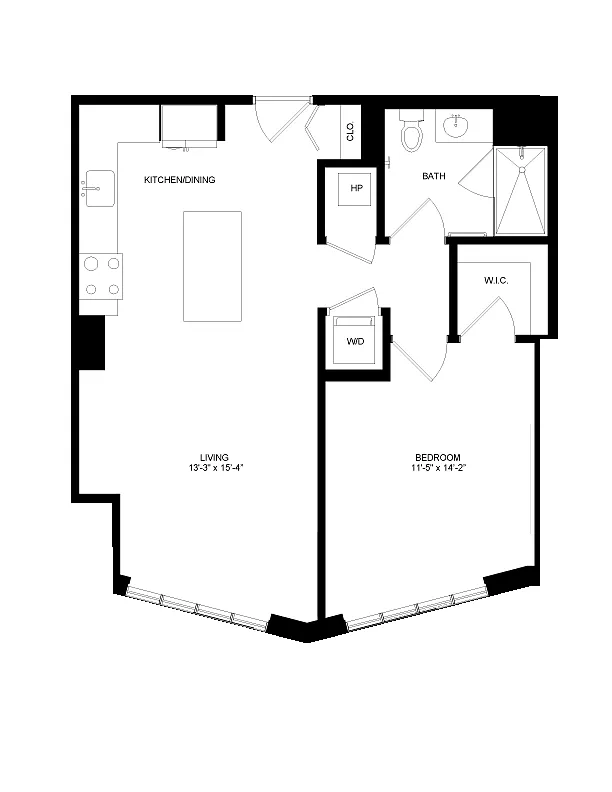 Floor plan 1 Bed-1 Bath-P9