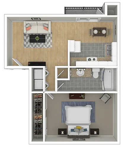 Floor plan 1 Bedroom / 1 Bath