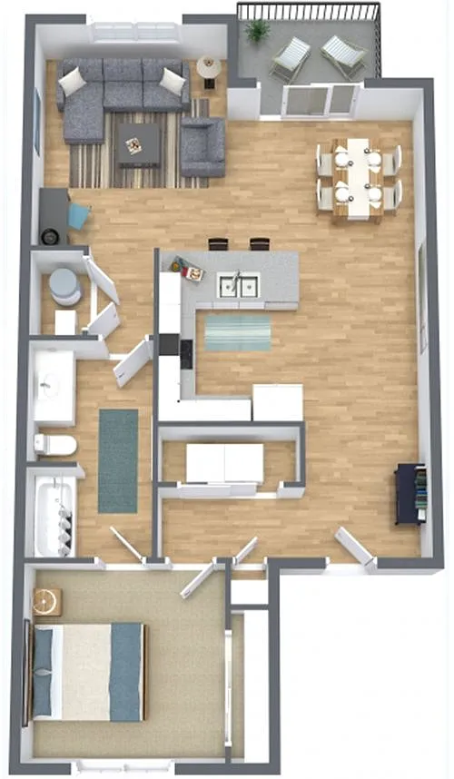 Floor plan Apartment 1 Bedroom 1 Bathroom Enhanced Amenities