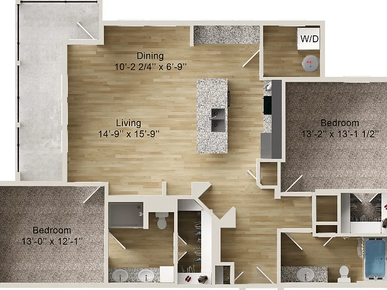 Two Bedroom Apartment in Greenville, TX with a wrap-around balcony