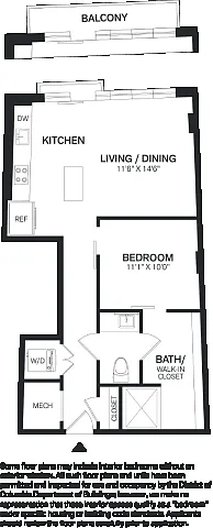 Floor plan 1 Bed/1 Bath-A8