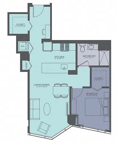 Floor plan 1 Bedroom 08-Tower