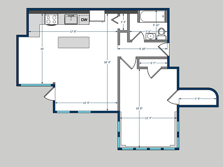 Carson One Bedroom Floorplan Carson One Bedroom Floorplan
