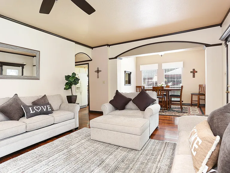 Living room and dining room.