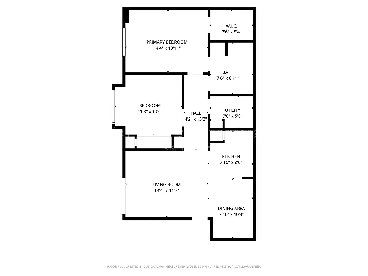 Floor plan 2 Bedroom 1 Bath