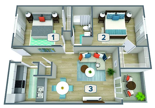 Floor plan Reef - 2bed 1bath