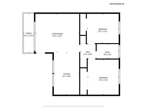 Floor plan 2 Bedroom 1 Bathroom (Patio)