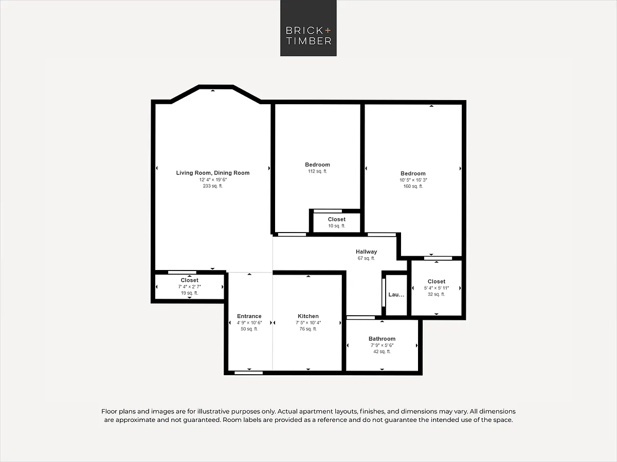 Floor plan 2 Bedroom 1 Bath