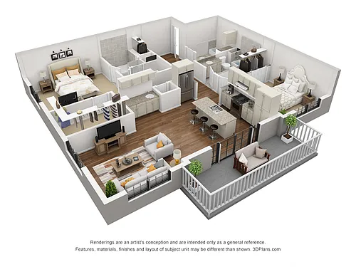 Floor plan 2 Bedroom, 2 Bathroom
