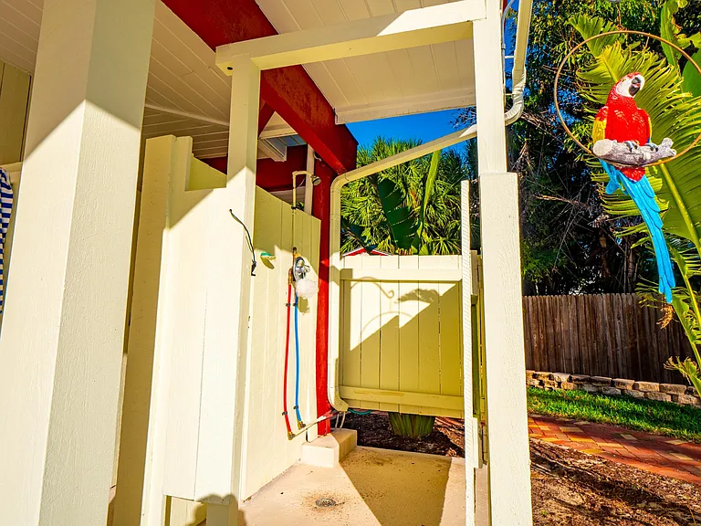Outdoor hot & cold shower. Watch the stars at night while showering!