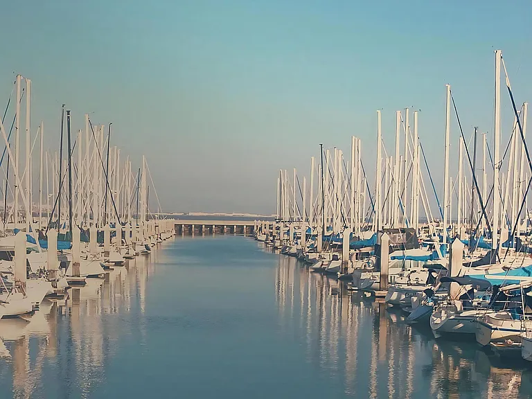 Peaceful Waterfront Marina Scene Close to Valentina by Alta Apartments