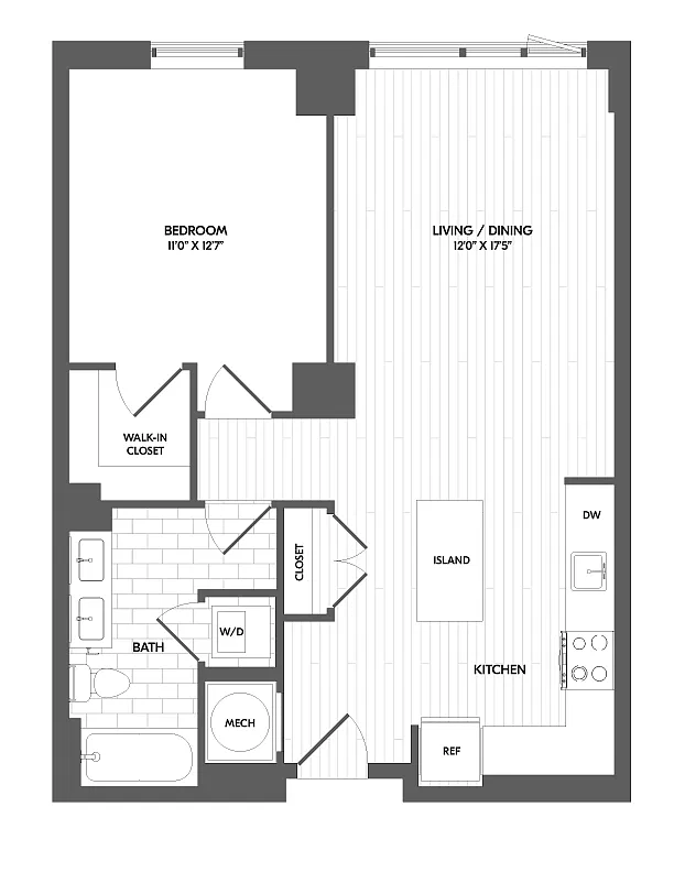 Floor plan 1 Bed/1 Bath-1G