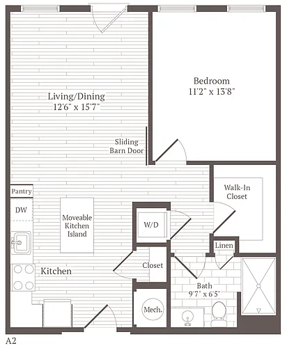 Floor plan 1 Bed 1 Bath